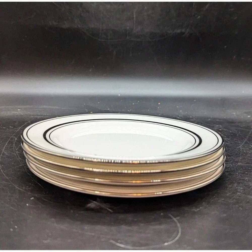 Set Of 4 Lenox Kate Spade Library Lane Platinum Bread Butter  Plate 6.25